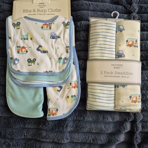 Modern Baby Bibs and Swaddles Set